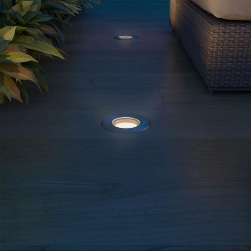 11,95 € Free Shipping | Luminous beacon 7W 6000K Cold light. Round Shape Ø 11 cm. Recessed floor spotlight + LED bulb Terrace and garden. 304 stainless steel. Stainless steel Color