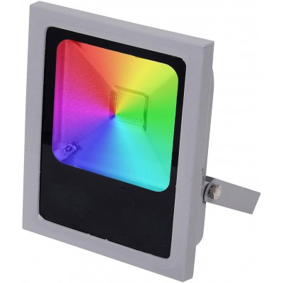 Foco proyector exterior 10W RGB Multicolor con mando a distancia Terraza y jardín. Aluminio. Color gris y negro