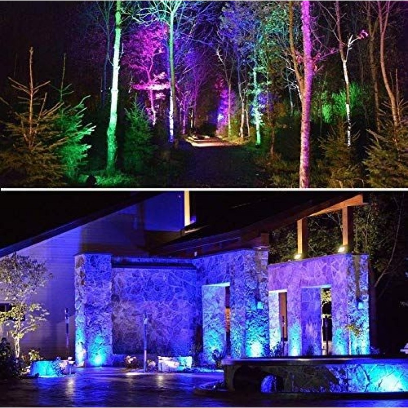 13,95 € Free Shipping | Flood and spotlight 10W RGB Multicolor with remote control Terrace and garden. Aluminum. Gray and black Color