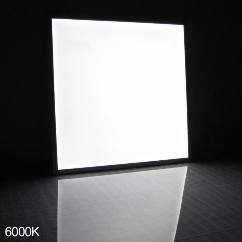 138,95 € Free Shipping | 6 units box LED panel 40W LED 6000K Cold light. Square Shape 60×60 cm. Full kit. Slimline Extra-flat LED Panel + Driver + Suspension Cables Office, work zone and warehouse. Pmma and lacquered aluminum. White Color