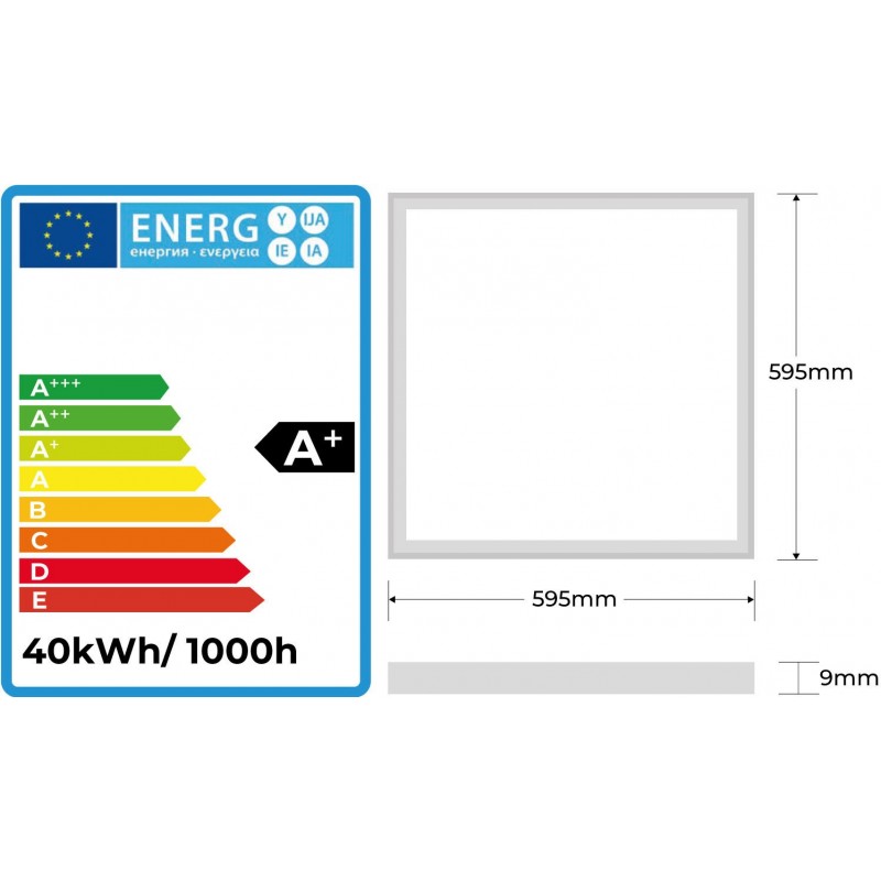 132,95 € Free Shipping | 6 units box LED panel 40W LED 4000K Neutral light. Square Shape 60×60 cm. Full kit. Slimline Extra-flat LED panel + Driver + Recessed fixing clips Office, work zone and warehouse. Pmma and lacquered aluminum. White Color