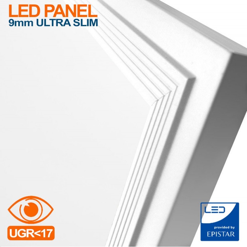 132,95 € Free Shipping | 6 units box LED panel 40W LED 4000K Neutral light. Square Shape 60×60 cm. Full kit. Slimline Extra-flat LED panel + Driver + Recessed fixing clips Office, work zone and warehouse. Pmma and lacquered aluminum. White Color