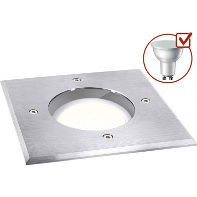 12,95 € Free Shipping | In-Ground lighting 5W 4500K Neutral light. Square Shape 12×10 cm. Recessed floor spotlight + LED bulb Terrace and garden. 304 stainless steel. Stainless steel Color