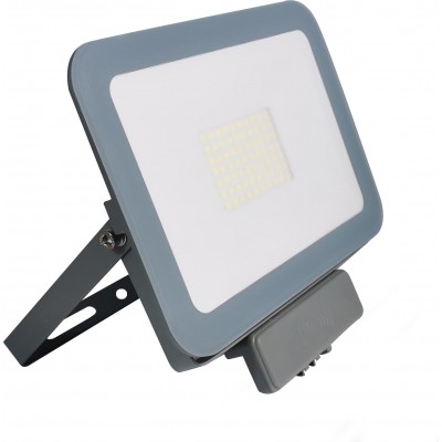 21,95 € Free Shipping | Flood and spotlight 30W 4500K Neutral light. Rectangular Shape 20×14 cm. Compact. Extra-flat. Motion Detector Terrace and garden. Cast aluminum and tempered glass. Gray Color
