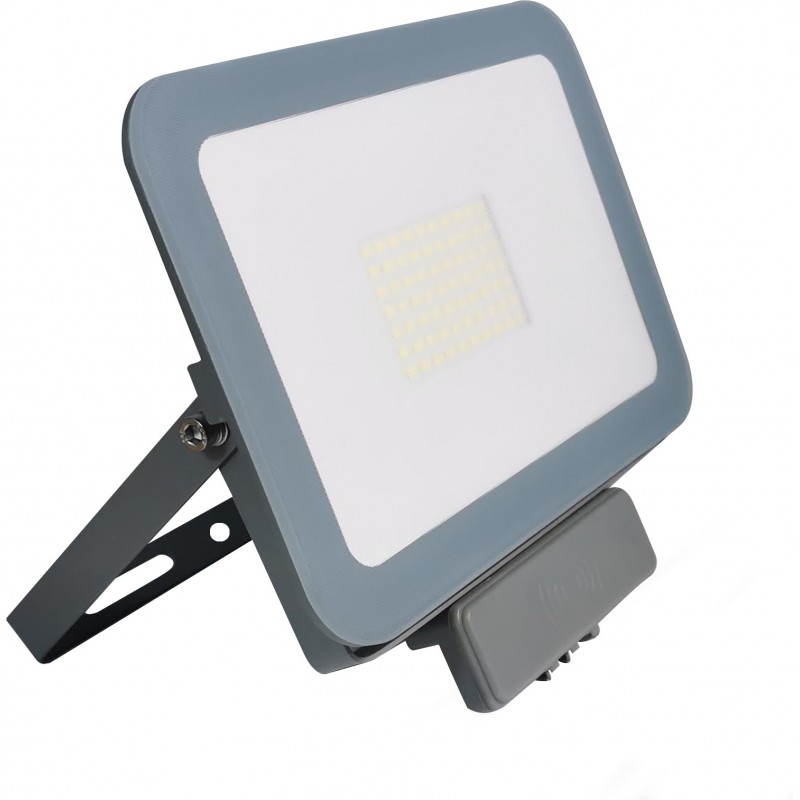 21,95 € Free Shipping | Flood and spotlight 30W 4500K Neutral light. Rectangular Shape 20×14 cm. Compact. Extra-flat. Motion Detector Terrace and garden. Cast aluminum and Tempered glass. Gray Color