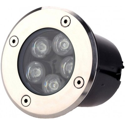 Faro luminoso 5W 3000K Luce calda. Ø 15 cm. Faretto da incasso a pavimento. Impermeabile. 5 LED integrati Acciaio inossidabile. Colore acciaio inossidabile