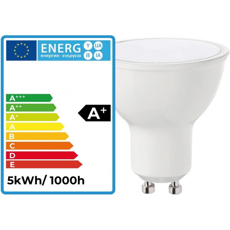 1,95 € Free Shipping | LED light bulb 5W GU10 LED 4500K Neutral light. Ø 5 cm. High brightness Aluminum and Polycarbonate. White Color
