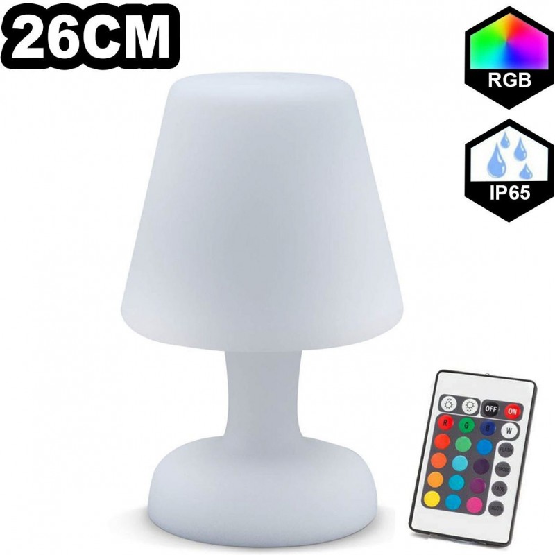 46,95 € Free Shipping | Furniture with lighting LED RGBW Ø 16 cm. Multicolor RGB LED table lamp with remote control Terrace, garden and facilities. Polyethylene