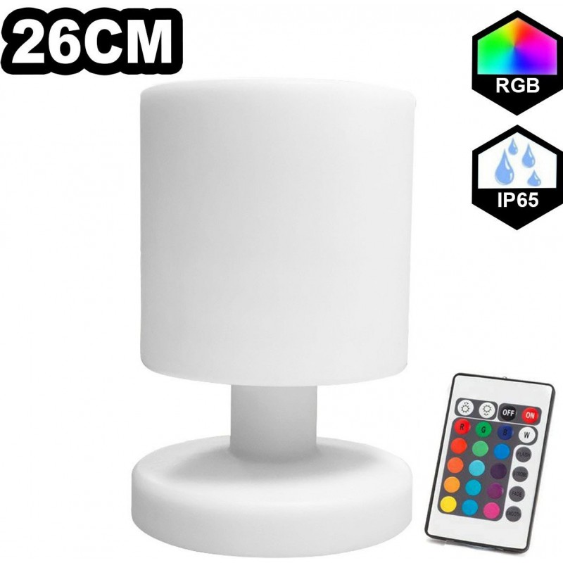29,95 € Free Shipping | Furniture with lighting LED RGBW Ø 16 cm. Multicolor RGB LED table lamp with remote control. Solar recharge Terrace, garden and facilities. Polyethylene