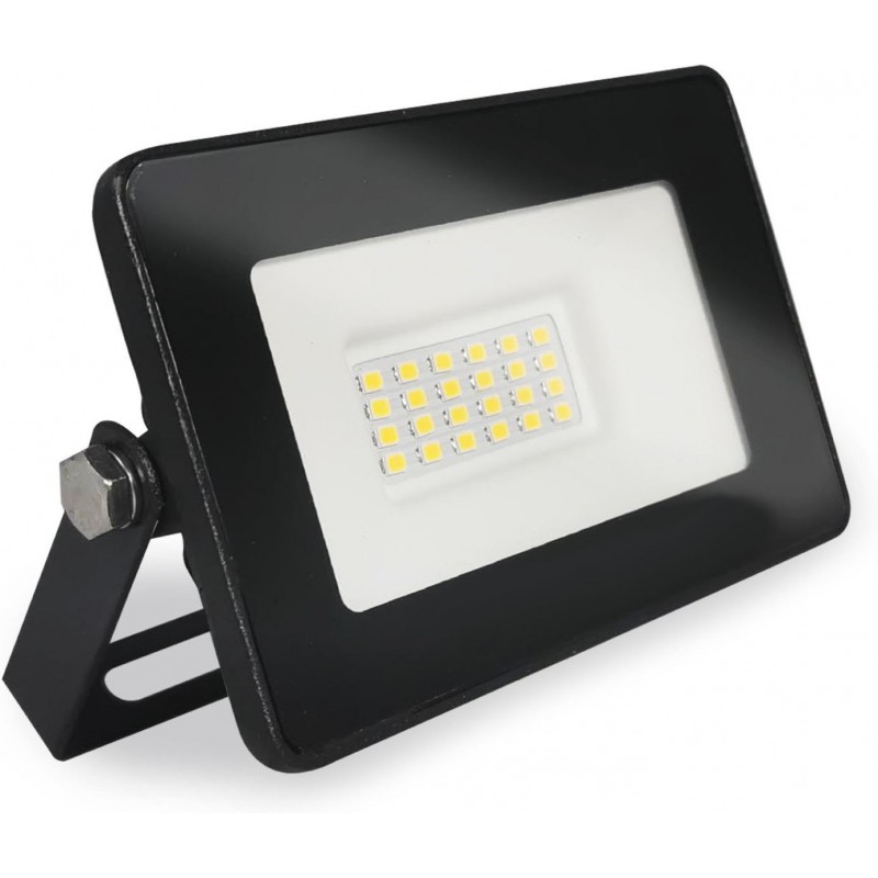 4,95 € Envio grátis | Holofote externo 20W 4500K Luz neutra. 12×8 cm. Chip EPISTAR LED SMD IPAD. Claridade alta. Extra plano Alumínio fundido e vidro temperado. Cor preto