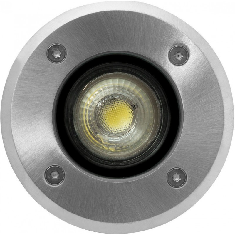 15,95 € Free Shipping | Luminous beacon 5W 2700K Very warm light. Round Shape Ø 11 cm. Recessed floor spotlight + LED bulb. Resistant to corrosion, salt and chlorine Terrace and garden. 316 stainless steel. Stainless steel Color