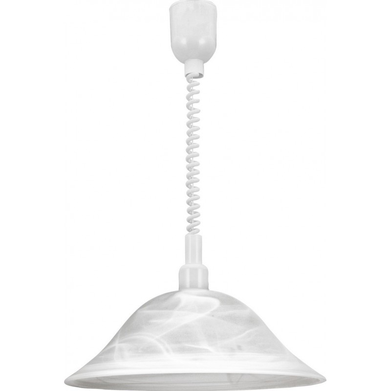 37,95 € Free Shipping | Hanging lamp Eglo Alessandra 60W Conical Shape Ø 38 cm. Living room and dining room. Modern and design Style. Plastic and glass. White Color
