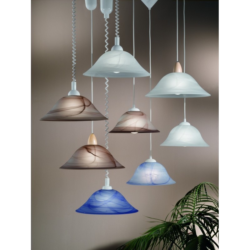 29,95 € Free Shipping | Hanging lamp Eglo Alessandra 60W Conical Shape Ø 38 cm. Living room and dining room. Modern and design Style. Plastic and glass. White Color