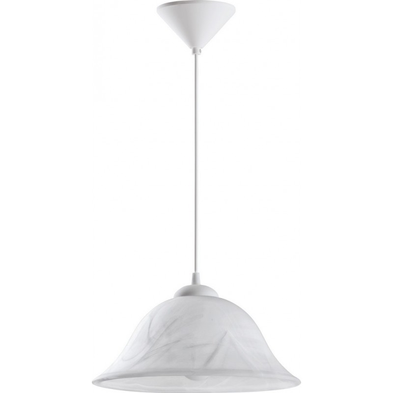 Hanging lamp Eglo Alessandra 60W Conical Shape Ø 30 cm. Living room and dining room. Modern and design Style. Plastic and Glass. White Color