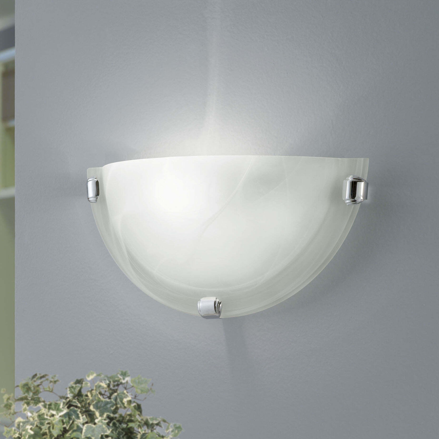 14,95 € Envío gratis | Aplique de pared interior Eglo Salome 60W 30×15 cm. Acero y vidrio. Color blanco, cromado y plata