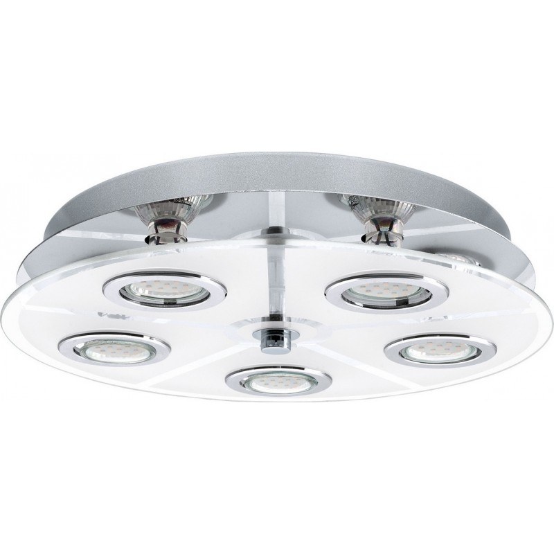 108,95 € Spedizione Gratuita | Lampada da soffitto Eglo Cabo 15W Forma Cilindrica Ø 35 cm. Soggiorno, sala da pranzo e camera da letto. Stile moderno. Acciaio, Acciaio inossidabile e Bicchiere. Colore bianca, cromato e argento