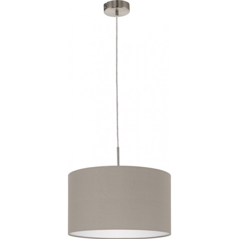 59,95 € Free Shipping | Hanging lamp Eglo Pasteri 60W Ø 38 cm. Steel and textile. Gray, nickel and matt nickel Color