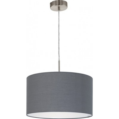 54,95 € Free Shipping | Hanging lamp Eglo Pasteri 60W Cylindrical Shape Ø 38 cm. Living room and dining room. Modern and design Style. Steel and textile. Gray, nickel and matt nickel Color