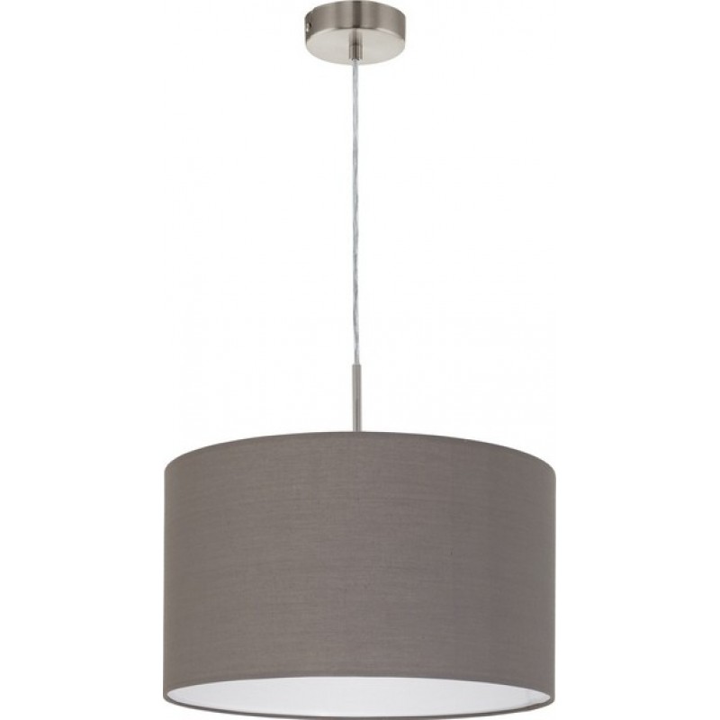 54,95 € Free Shipping | Hanging lamp Eglo Pasteri 60W Cylindrical Shape Ø 38 cm. Living room and dining room. Modern and design Style. Steel and textile. Anthracite, brown, black, nickel and matt nickel Color