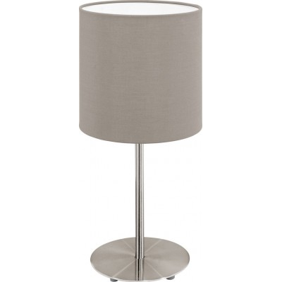 Lampe de table Eglo Pasteri 60W Ø 18 cm. Acier et textile. Couleur gris, nickel et nickel mat