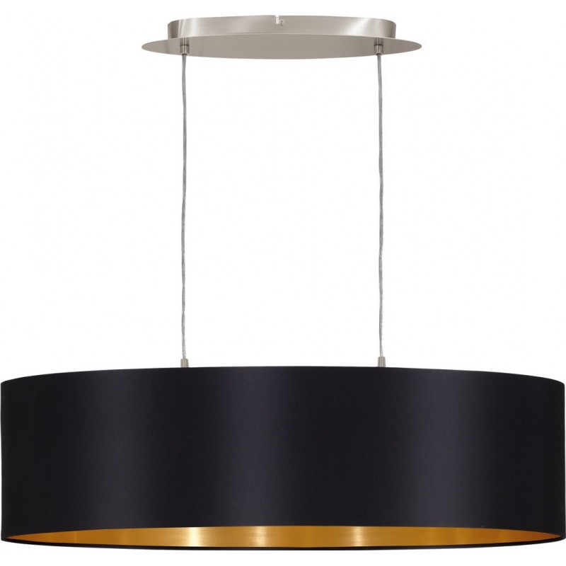 101,95 € Free Shipping | Hanging lamp Eglo Maserlo 120W Oval Shape 110×78 cm. Living room and dining room. Modern and design Style. Steel and textile. Golden, black, nickel and matt nickel Color
