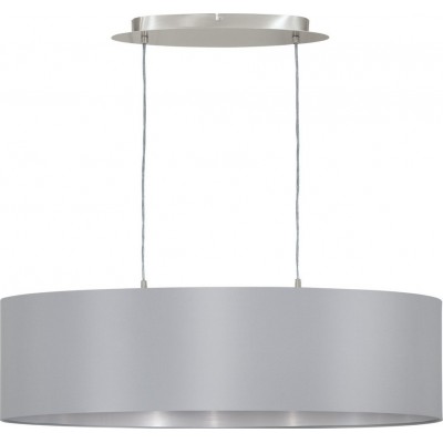 吊灯 Eglo Maserlo 120W 圆柱型 形状 110×78 cm. 客厅 和 饭厅. 现代的 和 设计 风格. 钢 和 纺织品. 灰色的, 镍, 亚光镍 和 银 颜色
