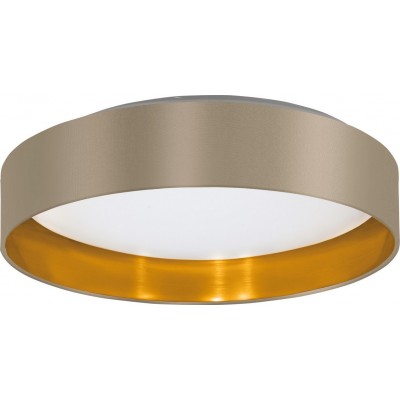Indoor ceiling light Eglo Maserlo 16W 3000K Warm light. Cylindrical Shape Ø 40 cm. Living room, dining room and bedroom. Sophisticated Style. Steel, plastic and textile. White, golden and gray Color