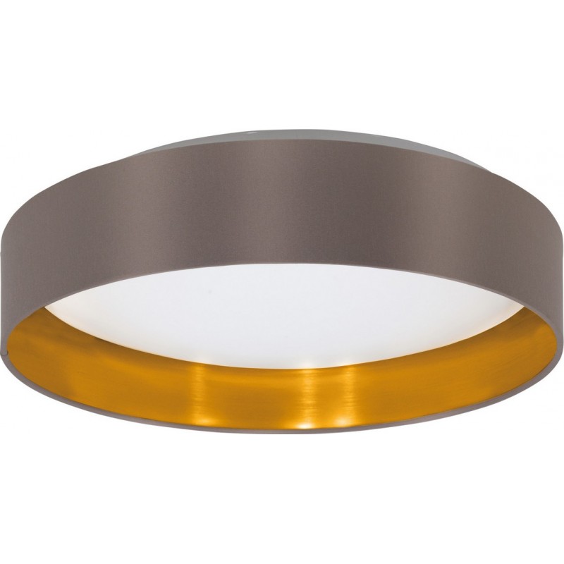 Indoor ceiling light Eglo Maserlo 16W 3000K Warm light. Cylindrical Shape Ø 40 cm. Living room, dining room and bedroom. Sophisticated Style. Steel, plastic and textile. White, golden, brown and light brown Color