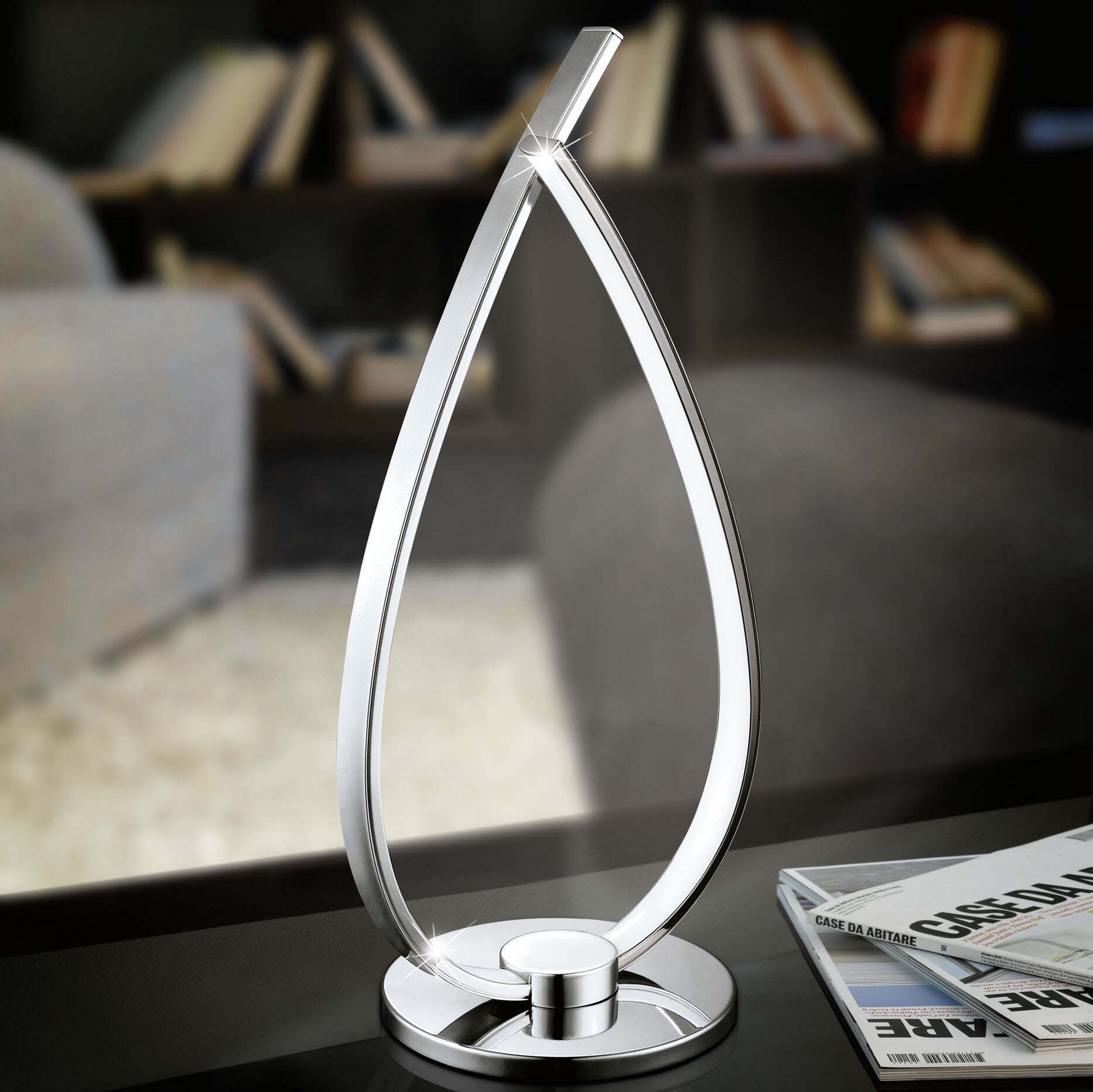 86,95 € Envoi gratuit | Lampe de table Eglo Roncade 14W 3000K Lumière chaude. 34×20 cm. Acier, aluminium et plastique. Couleur blanc, chromé et argent