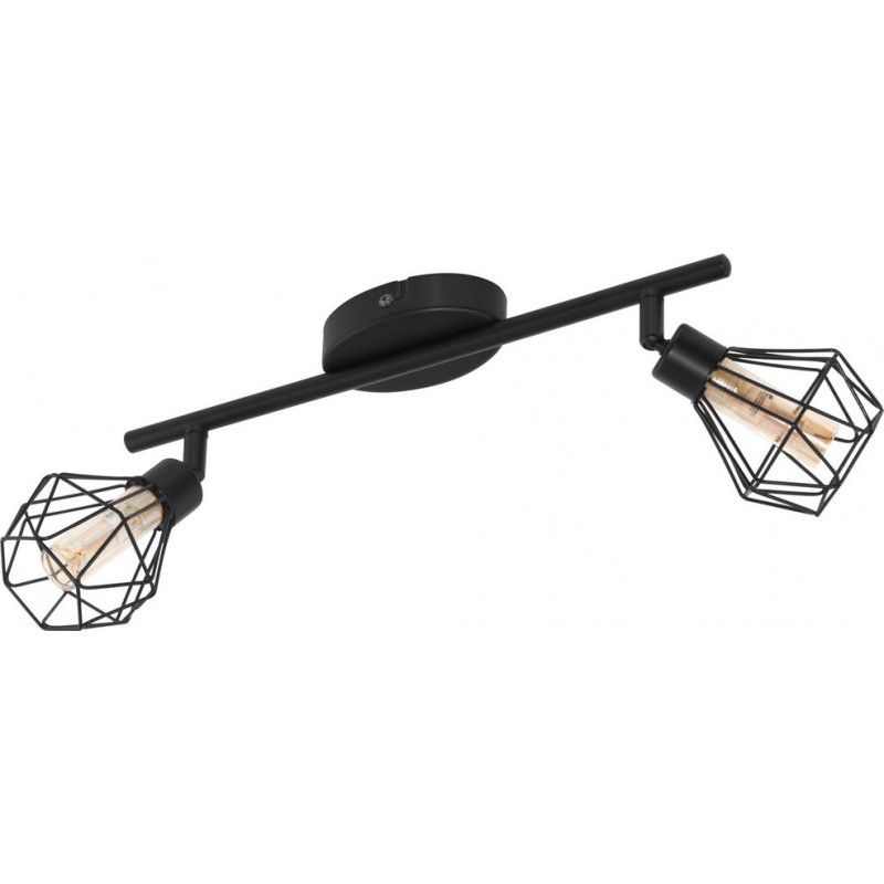59,95 € Free Shipping | Ceiling lamp Eglo Zapata 1 6W Extended Shape 36×7 cm. Living room, dining room and bedroom. Vintage Style. Steel and Glass. Orange and black Color