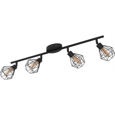 101,95 € Free Shipping | Indoor spotlight Eglo Zapata 1 12W Extended Shape 64×7 cm. Living room, dining room and bedroom. Vintage Style. Steel and glass. Orange and black Color
