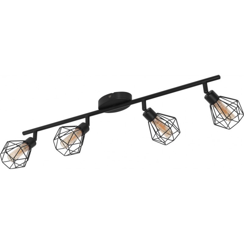113,95 € Free Shipping | Ceiling lamp Eglo Zapata 1 12W Extended Shape 64×7 cm. Living room, dining room and bedroom. Vintage Style. Steel and Glass. Orange and black Color