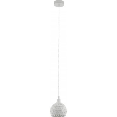 39,95 € Free Shipping | Hanging lamp Eglo Roccaforte 40W Conical Shape Ø 17 cm. Living room and dining room. Retro and vintage Style. Steel. White Color