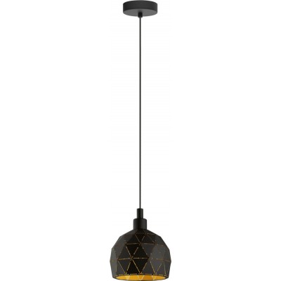 43,95 € Free Shipping | Hanging lamp Eglo Roccaforte 40W Conical Shape Ø 17 cm. Living room and dining room. Retro and vintage Style. Steel. Golden and black Color