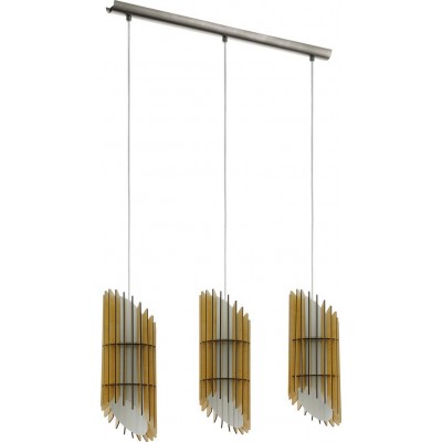 Lampe à suspension Eglo Agreda 120W Façonner Étendue 110×76 cm. Salle et salle à manger. Style rétro et vintage. Acier. Couleur blanc, marron, nickel, nickel mat et brun clair