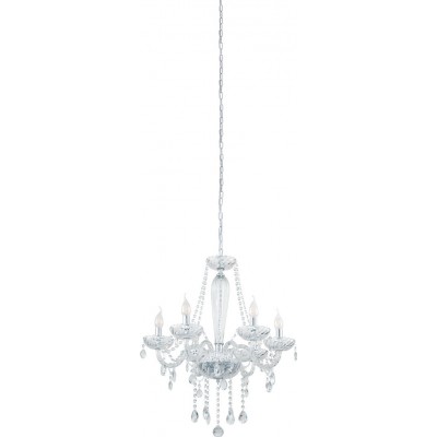 425,95 € Free Shipping | Chandelier Eglo Basilano 1 240W Angular Shape Ø 72 cm. Living room and dining room. Retro, vintage and classic Style. Steel and Glass. Plated chrome and silver Color