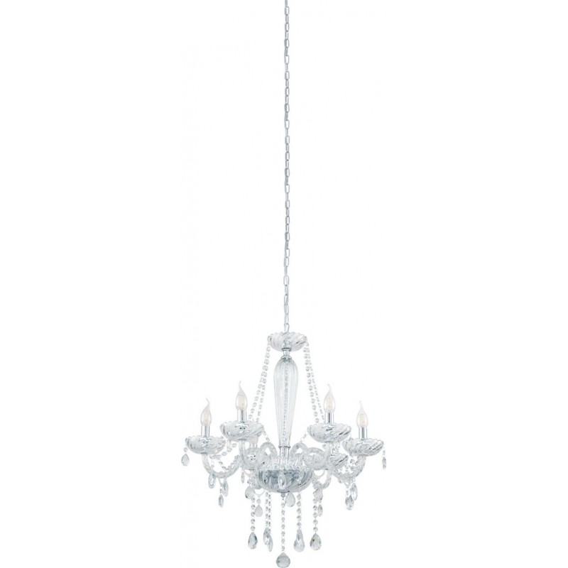 425,95 € Free Shipping | Chandelier Eglo Basilano 1 240W Angular Shape Ø 72 cm. Living room and dining room. Retro, vintage and classic Style. Steel and Glass. Plated chrome and silver Color