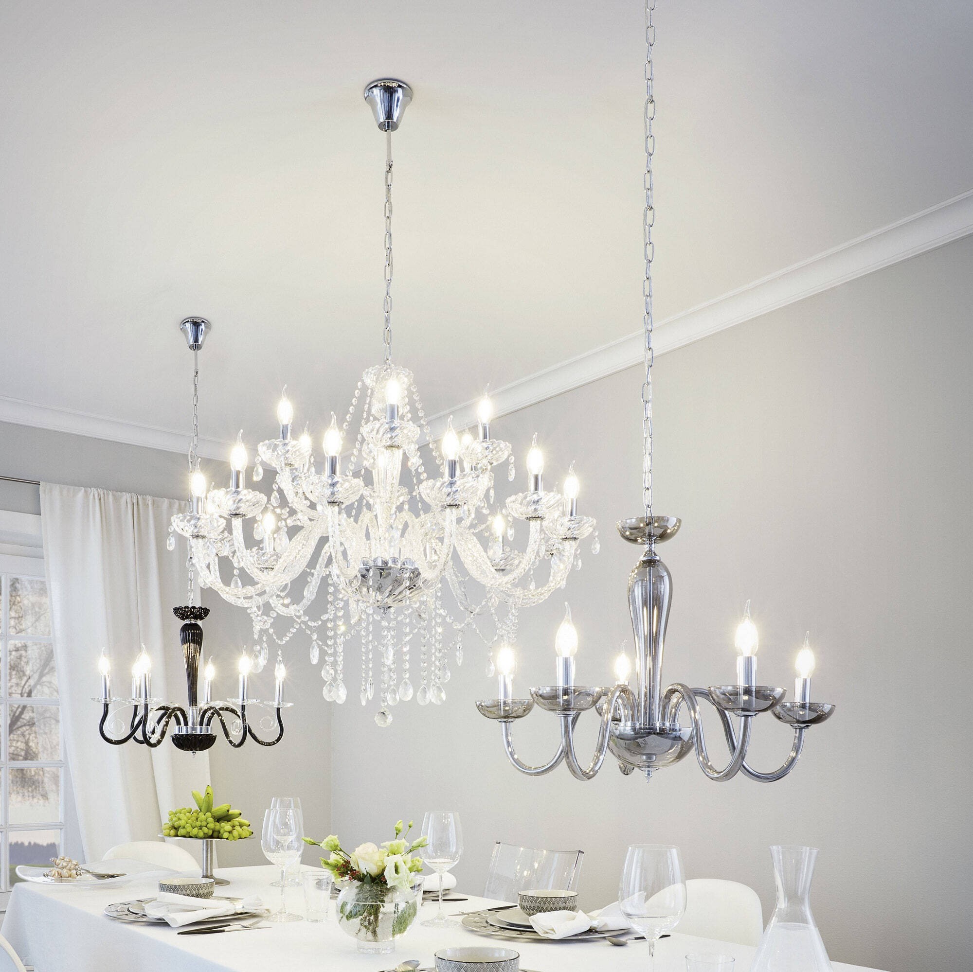 1 281,95 € Envio grátis | Lustre Eglo Basilano 1 720W Ø 100 cm. Aço e vidro. Cor cromado e prata