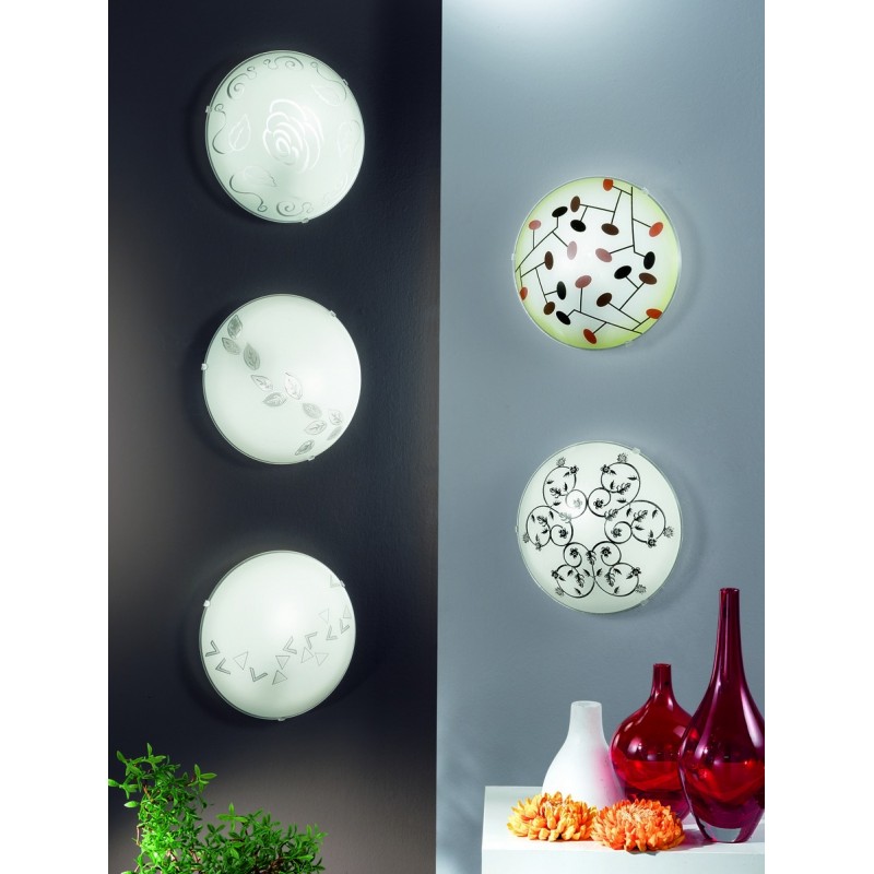 10,95 € Free Shipping | Indoor ceiling light Eglo Mars 60W Spherical Shape Ø 25 cm. Vintage Style. Steel, glass and satin glass. White Color