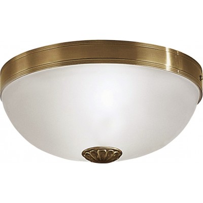108,95 € Free Shipping | Indoor ceiling light Eglo Imperial 120W Spherical Shape Ø 31 cm. Living room, dining room and bedroom. Vintage Style. Metal casting, Glass and Satin glass. White, brown and oxide Color