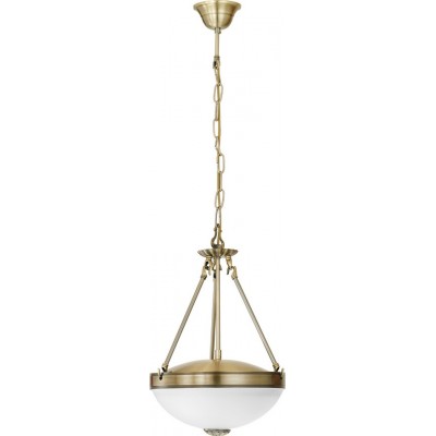 Hanging lamp Eglo Savoy 120W Ø 31 cm. Metal casting, glass and satin glass. White, brown and oxide Color