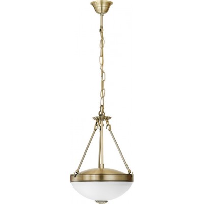 185,95 € Free Shipping | Hanging lamp Eglo Savoy 120W Conical Shape Ø 31 cm. Living room and dining room. Retro, vintage and classic Style. Metal casting, glass and satin glass. White, brown and oxide Color