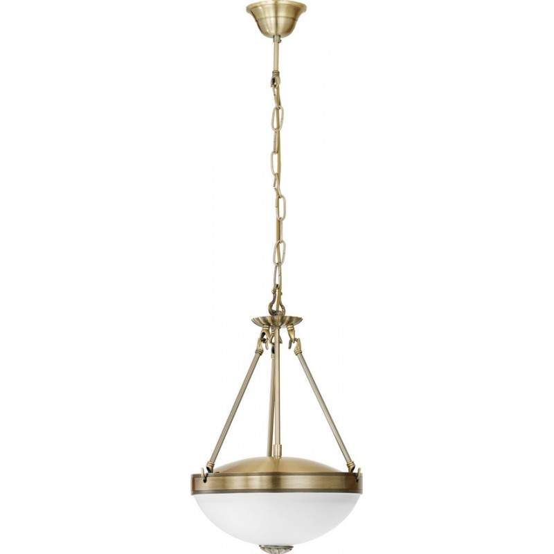 197,95 € Free Shipping | Hanging lamp Eglo Savoy 120W Conical Shape Ø 31 cm. Living room and dining room. Retro, vintage and classic Style. Metal casting, glass and satin glass. White, brown and oxide Color