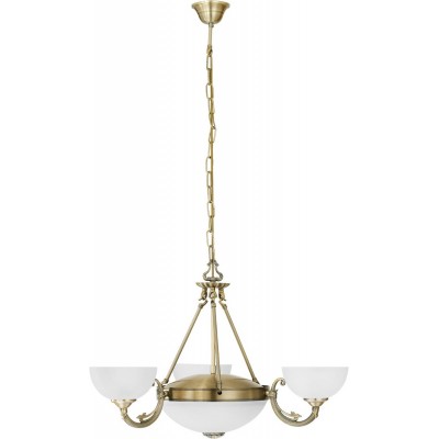 Chandelier Eglo Savoy 240W Conical Shape Ø 74 cm. Living room and dining room. Retro, vintage and classic Style. Metal casting, Glass and Satin glass. White, brown and oxide Color