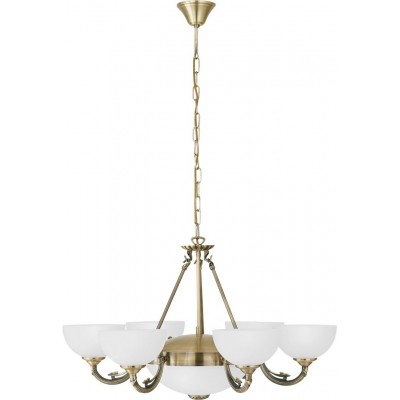 378,95 € Free Shipping | Chandelier Eglo Savoy 360W Ø 74 cm. Metal casting, glass and satin glass. White, brown and oxide Color