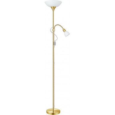 78,95 € Free Shipping | Floor lamp Eglo Up 2 85W Conical Shape Ø 27 cm. Dining room, bedroom and office. Modern, sophisticated and design Style. Steel, plastic and glass. White, golden, brass and matt brass Color