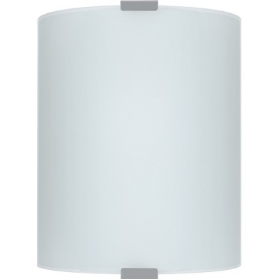 Innenwandleuchte Eglo Grafik 60W Zylindrisch Gestalten 21×18 cm. Wohnzimmer, esszimmer und schlafzimmer. Modern Stil. Stahl, Glas und Satinglas. Weiß und silber Farbe