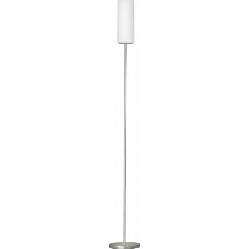 76,95 € Free Shipping | Floor lamp Eglo Troy 3 60W Cylindrical Shape Ø 10 cm. Dining room, bedroom and office. Modern, sophisticated and design Style. Steel, Glass and Satin glass. White, nickel and matt nickel Color