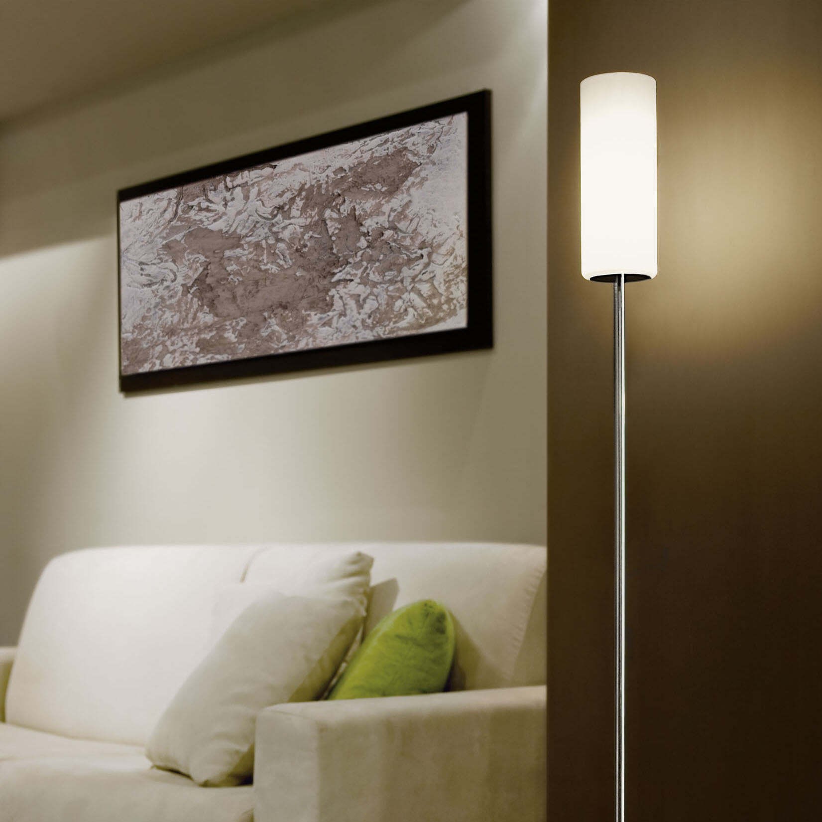 73,95 € Kostenloser Versand | Stehlampe Eglo Troy 3 60W Ø 10 cm. Stahl, glas und satinglas. Weiß, nickel und matt nickel Farbe
