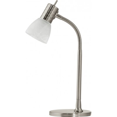 Lampe de bureau Eglo Prince 1 25W Façonner Conique 37 cm. Bureau et zone de travail. Style moderne, conception et frais. Acier et Verre. Couleur blanc, nickel et nickel mat